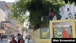 Carlos Ernesto Díaz González, identificado en redes sociales como Ktivo Disidente, protesta en el boulevard de San Rafael, en La Habana.