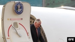 El secretario de Estado de Estados Unidos, Rex Tillerson, llega hoy, miércoles 22 de Febrero del 2017, a Ciudad de México (México).