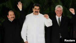 Foto Archivo. Daniel Ortega, Miguel Díaz-Canel y Nicolás Maduro.