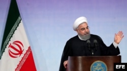 Presidente de Irán Hassan Rouhani durante una ceremonia que marca el comienzo del nuevo año académico iraní en la Universidad de Teherán 07 de octubre de 2017.