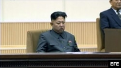 Kim Jong-un durante acto por segundo aniversario de su padre.