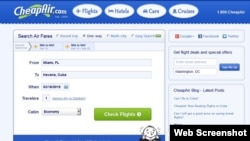 La web de CheapAir permite comprar ya pasajes EEUU-Cuba vía México.