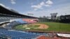 Un juego de béisol en un estadio de Seúl, vacío por la pandemia de coronavirus. (Jung Yeon-je/AFP)