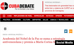 Cubadebate sobre el Nobel a Maria Corina