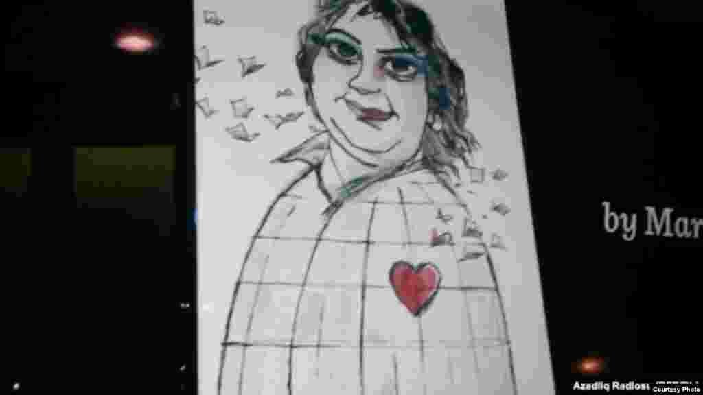 Pancartas en apoyo a Jadija Ismailova.