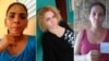 Lizandra Góngora, María Cristina Garrido y su hermana, Angélica Garrido, prisioneras políticas cubanas condenadas por haber protestado el 11 de julio de 2021.