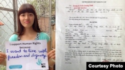 Huynh Thuc Vy muestra la citación policial de Agosto 9, 2018. / Cortesía Facebook Huynh Thuc Vy.jpg